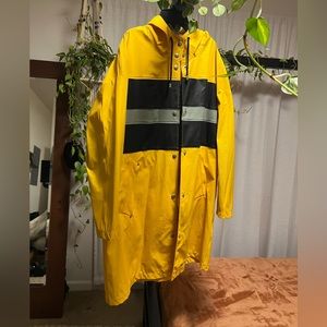 Stutterheim Moseback Lightweight Raincoat Womens Size Small YELLOW STRIPE